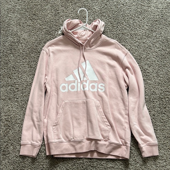 Adidas Light Pink Hoodie with White Logo - Picture 1 of 4